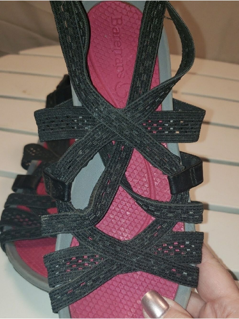 BareTraps Black Strappy Sandals with Pink Footbed - 6m - Picture 3 of 6